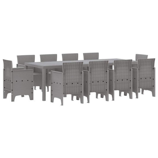 Garden Dining Set 11 pcs Light Grey Polypropylene
