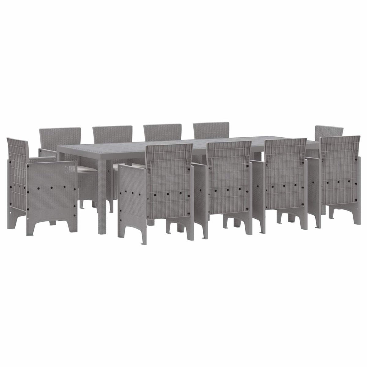 Garden Dining Set 11 pcs Light Grey Polypropylene