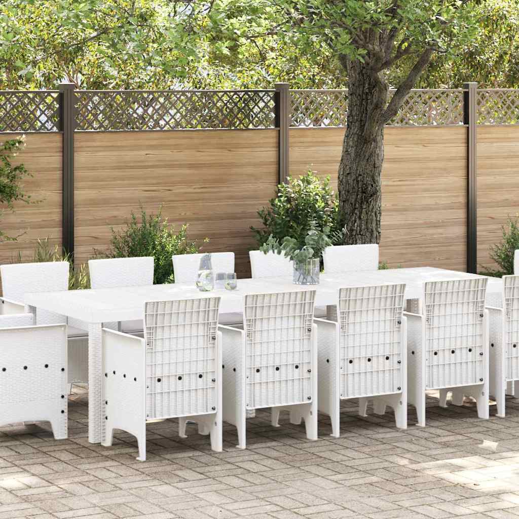 Garden Dining Set 13 pcs White and Light grey