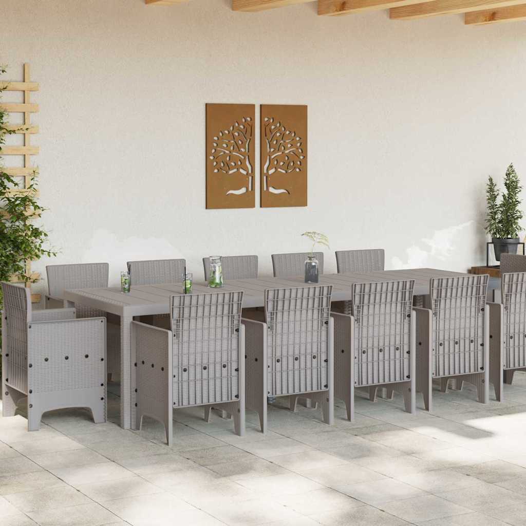 Garden Dining Set 13 pcs Light Grey Poly rattan