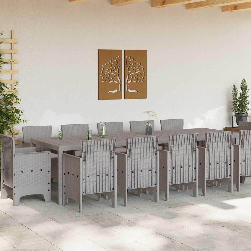Garden Dining Set 13 pcs Light grey Poly rattan