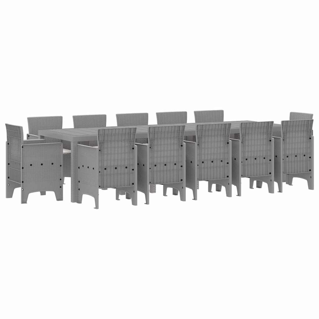 Garden Dining Set 13 pcs Light Grey Poly rattan