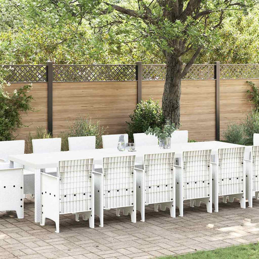 Garden Dining Set 15 pcs White Polt rattan