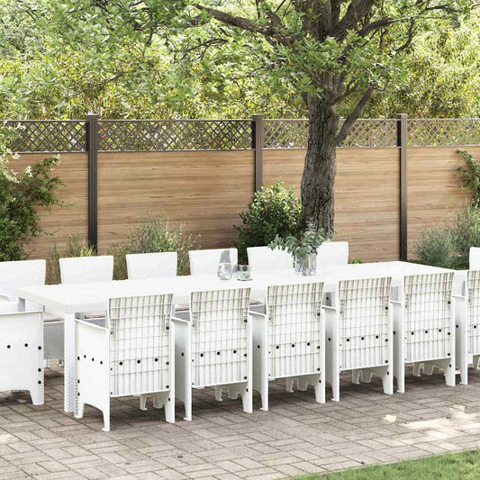 Garden Dining Set 15 pcs White Polt rattan