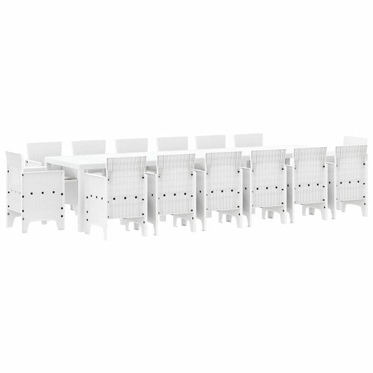 Garden Dining Set 15 pcs White Polt rattan