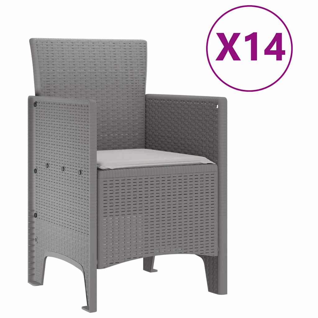 Garden Dining Set 15 pcs Light Grey Polt rattan