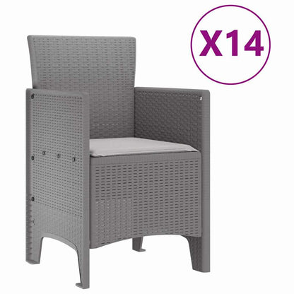 Garden Dining Set 15 pcs Light Grey Polt rattan