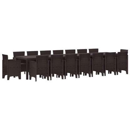 Garden Dining Set with Cushions 17 pcs Brown PP
