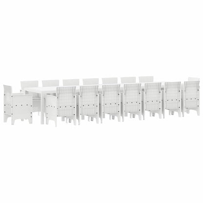 Garden Dining Set with Cushions 17 pcs White PP