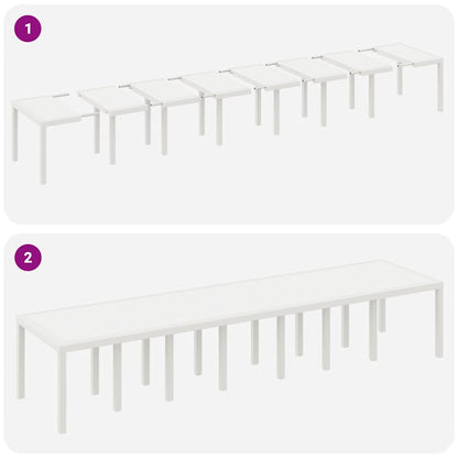 Garden Dining Set with Cushions 17 pcs White PP