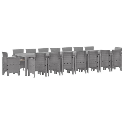 Garden Dining Set with Cushions 17 pcs Light Grey PP