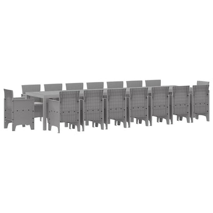 Garden Dining Set with Cushions 17 pcs Light Grey PP