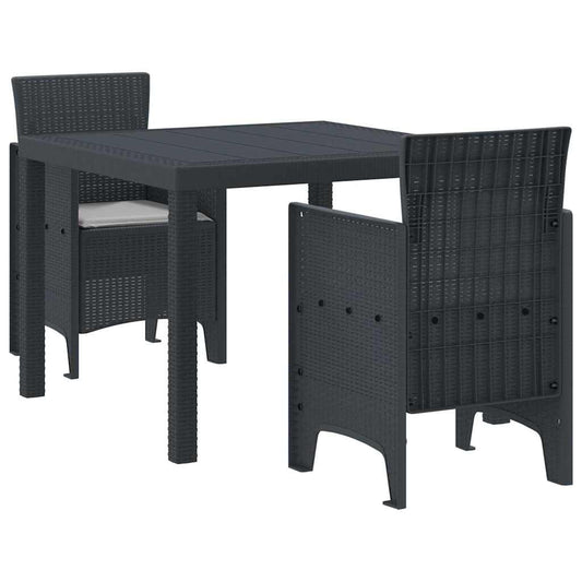 Garden Dining Set 3 pcs Anthracite Polt rattan
