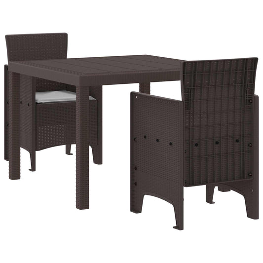 Garden Dining Set 3 pcs Brown Polypropylene