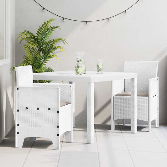 Garden Dining Set 3 pcs White Polypropylene