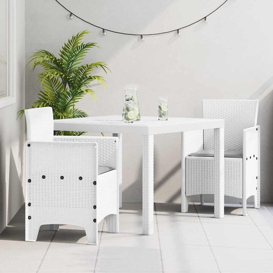 Garden Dining Set 3 pcs White Polypropylene