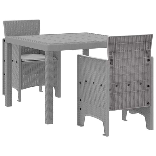Garden Dining Set 3 pcs Light Grey Polypropylene