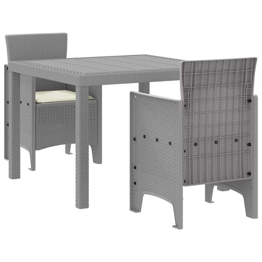 Garden Dining Set 3 pcs Light Grey Polypropylene