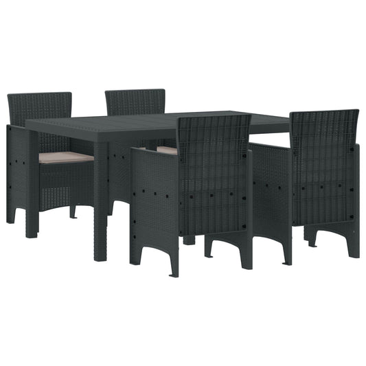 Garden Dining Set 5 pcs Anthracite Polt rattan