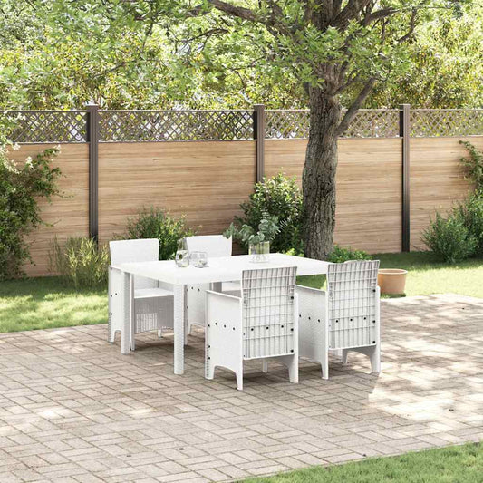 Garden Dining Set 5 pcs White Polt rattan