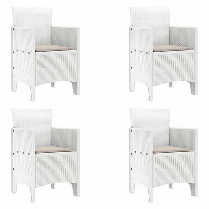 Garden Dining Set 5 pcs White Polt rattan