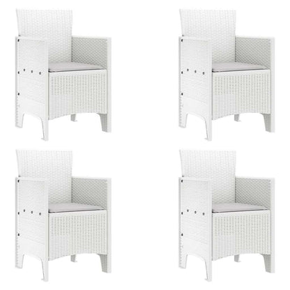 Garden Dining Set 5 pcs White Polt rattan