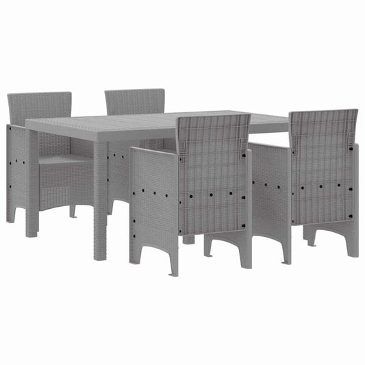 Garden Dining Set 5 pcs Light Grey Polt rattan