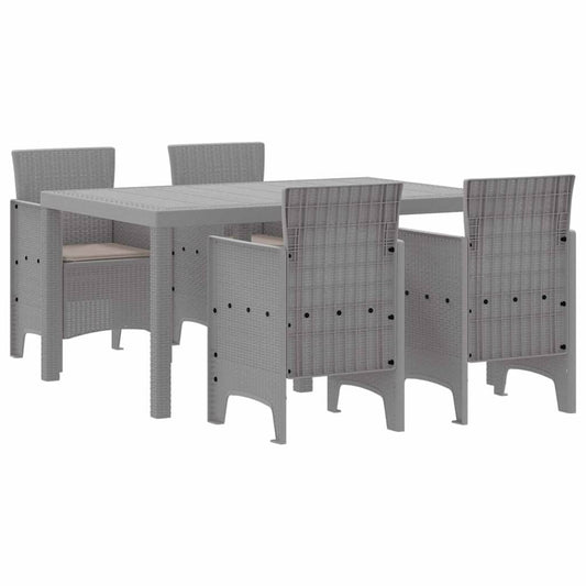Garden Dining Set 5 pcs Light Grey Polt rattan
