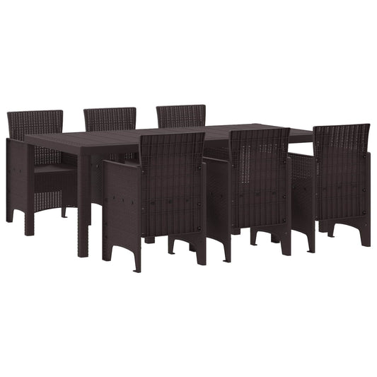 Garden Dining Set 7 pcs Brown Polypropylene