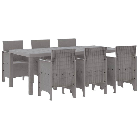 Garden Dining Set 7 pcs Light Grey Polypropylene