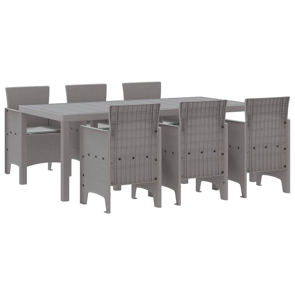 Garden Dining Set 7 pcs Light Grey Polypropylene