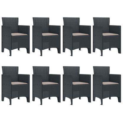 Garden Dining Set 9 pcs Anthracite Polypropylene