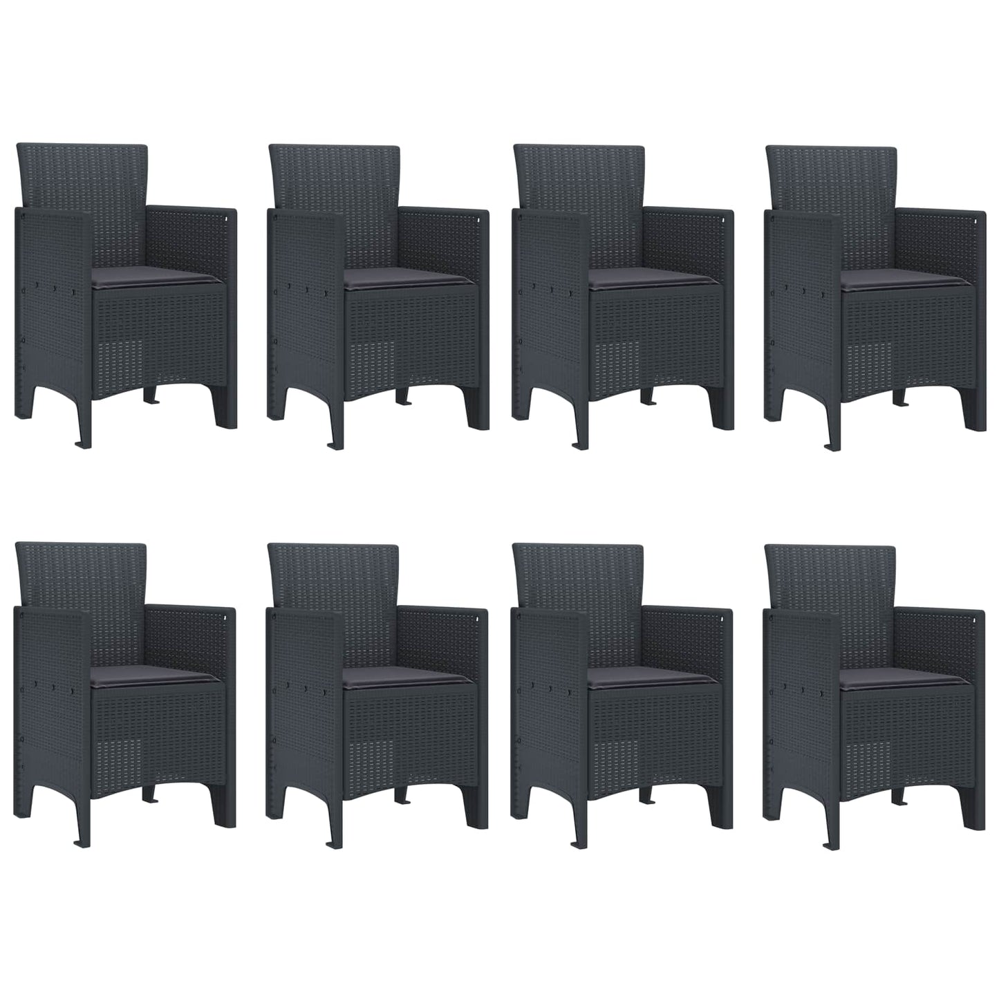 Garden Dining Set 9 pcs Anthracite Polypropylene