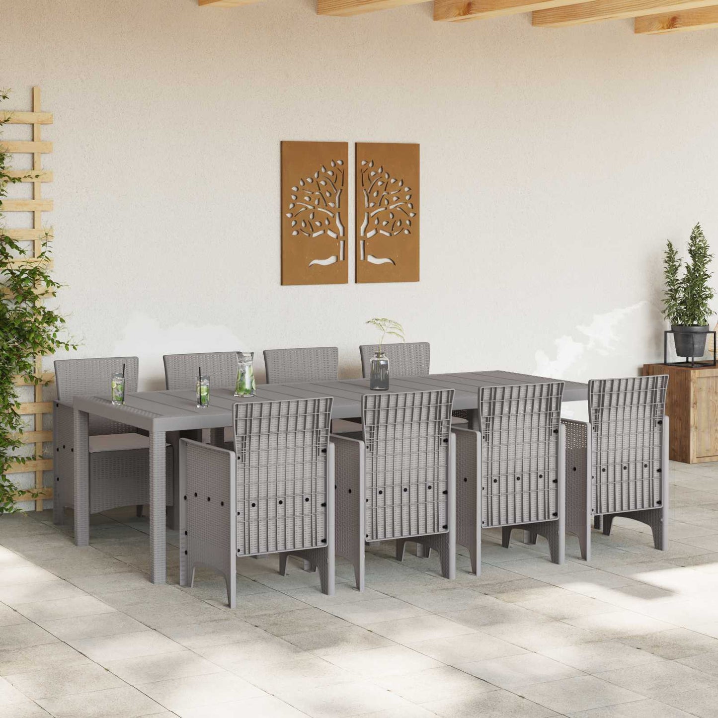 Garden Dining Set 9 pcs White Polypropylene