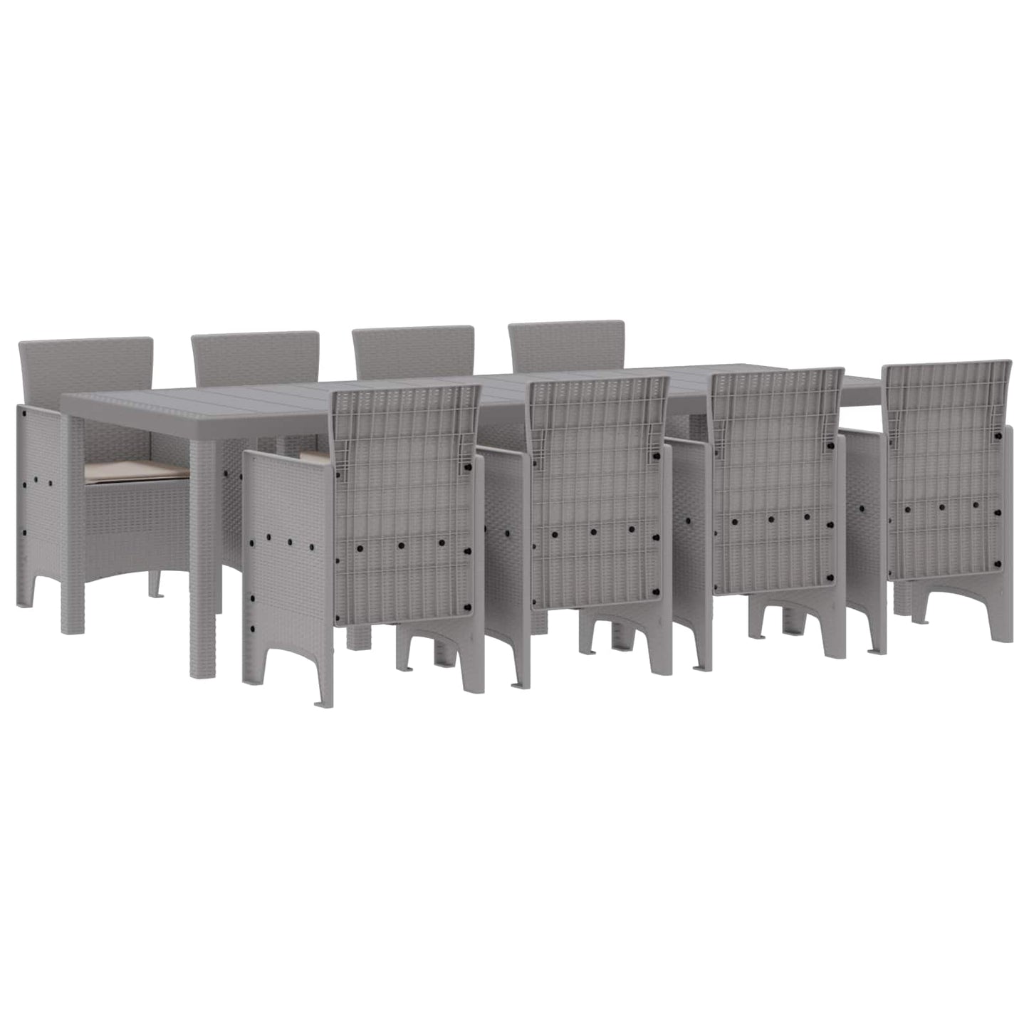 Garden Dining Set 9 pcs White Polypropylene