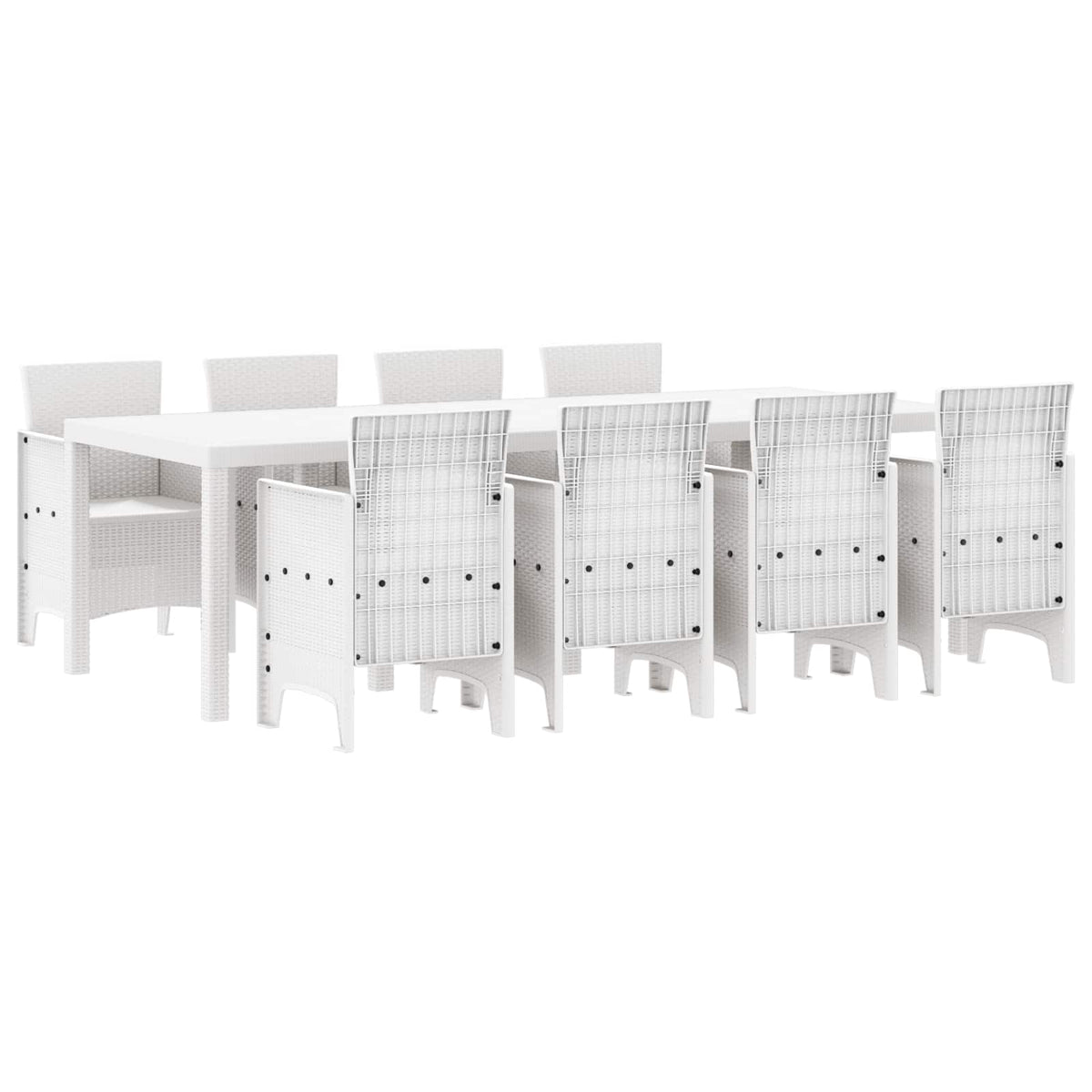 Garden Dining Set 9 pcs Light Grey Polypropylene