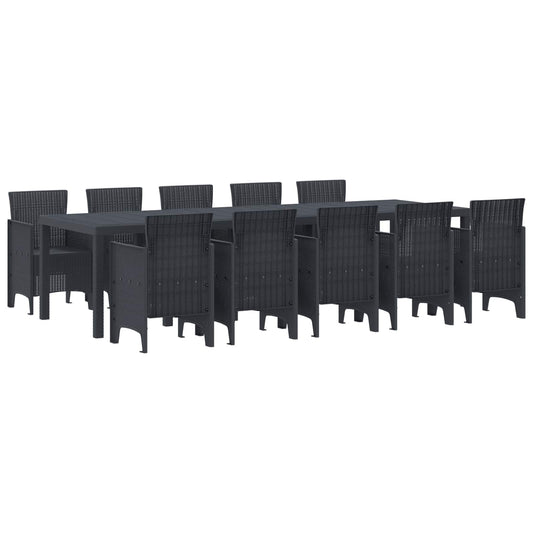 Garden Dining Set 11 pcs Anthracite Plastic