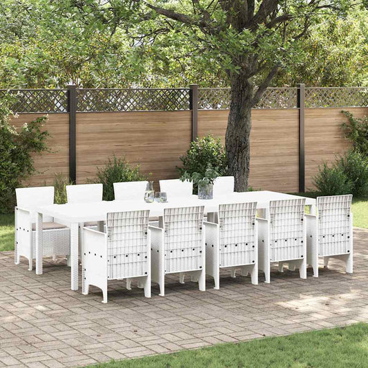 Garden Dining Set 11 pcs White and Taupe Synthetic rattan