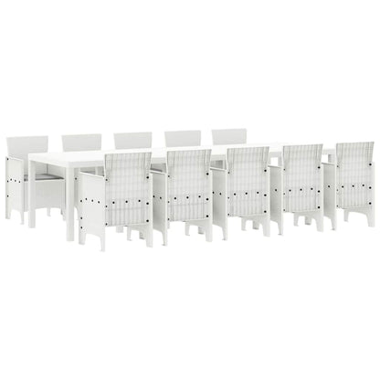 Garden Dining Set 11 pcs White and Light grey