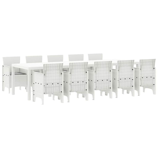 Garden Dining Set 11 pcs White and Light grey