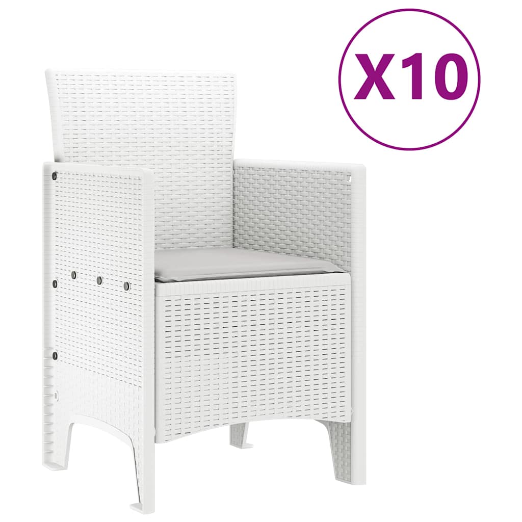 Garden Dining Set 11 pcs White and Light grey