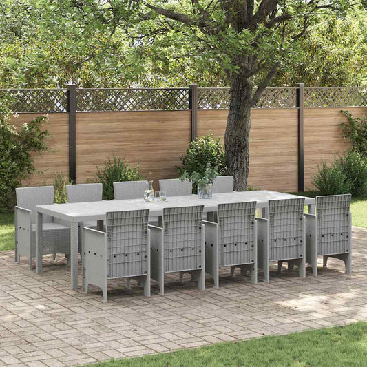 Garden Dining Set 11 pcs Light grey Polypropylene