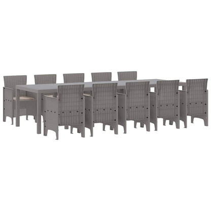 Garden Dining Set 11 pcs Light grey Poly rattan