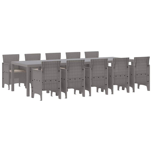 Garden Dining Set 11 pcs Light grey Poly rattan
