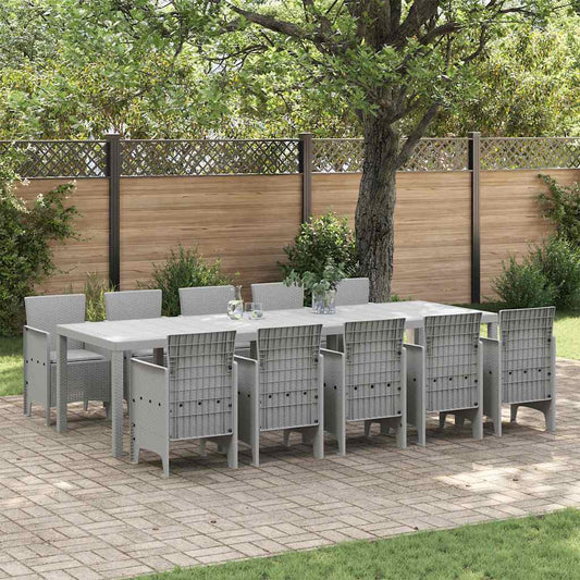 Garden Dining Set 11 pcs Light grey Rattan and Aluminium