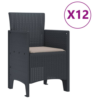 Garden Dining Set 13 pcs Anthracite Polt rattan