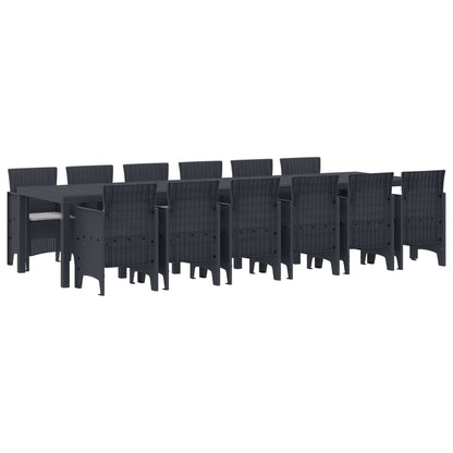 Garden Dining Set 13 pcs Anthracite Polt rattan