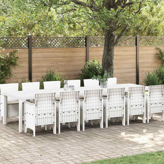 Garden Dining Set 13 pcs White Polt rattan