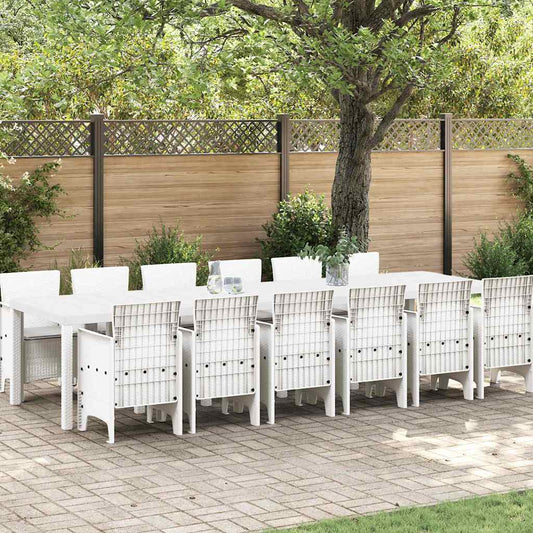 Garden Dining Set 13 pcs White Polt rattan