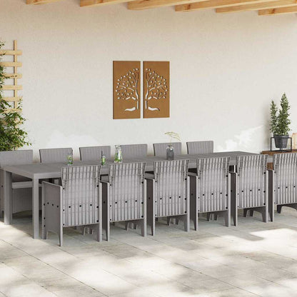 Garden Dining Set 13 pcs Light Grey Polt rattan